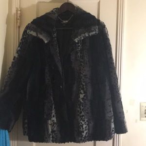 Dennis Basso faux fur coat size Large